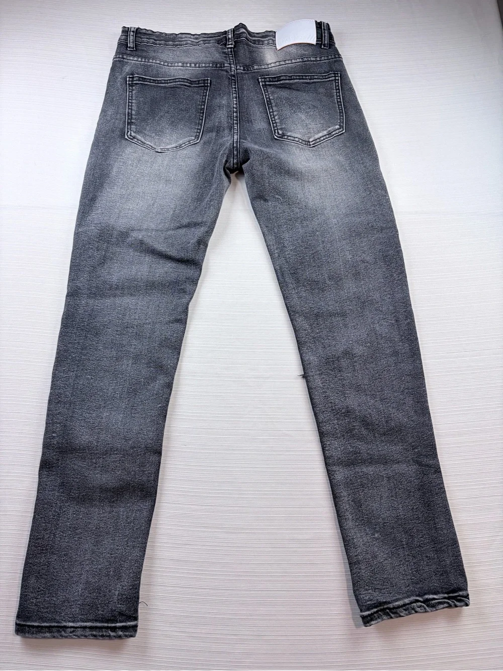 Distressed Black-Grey Skinny Jeans with Ripped Knee Panels